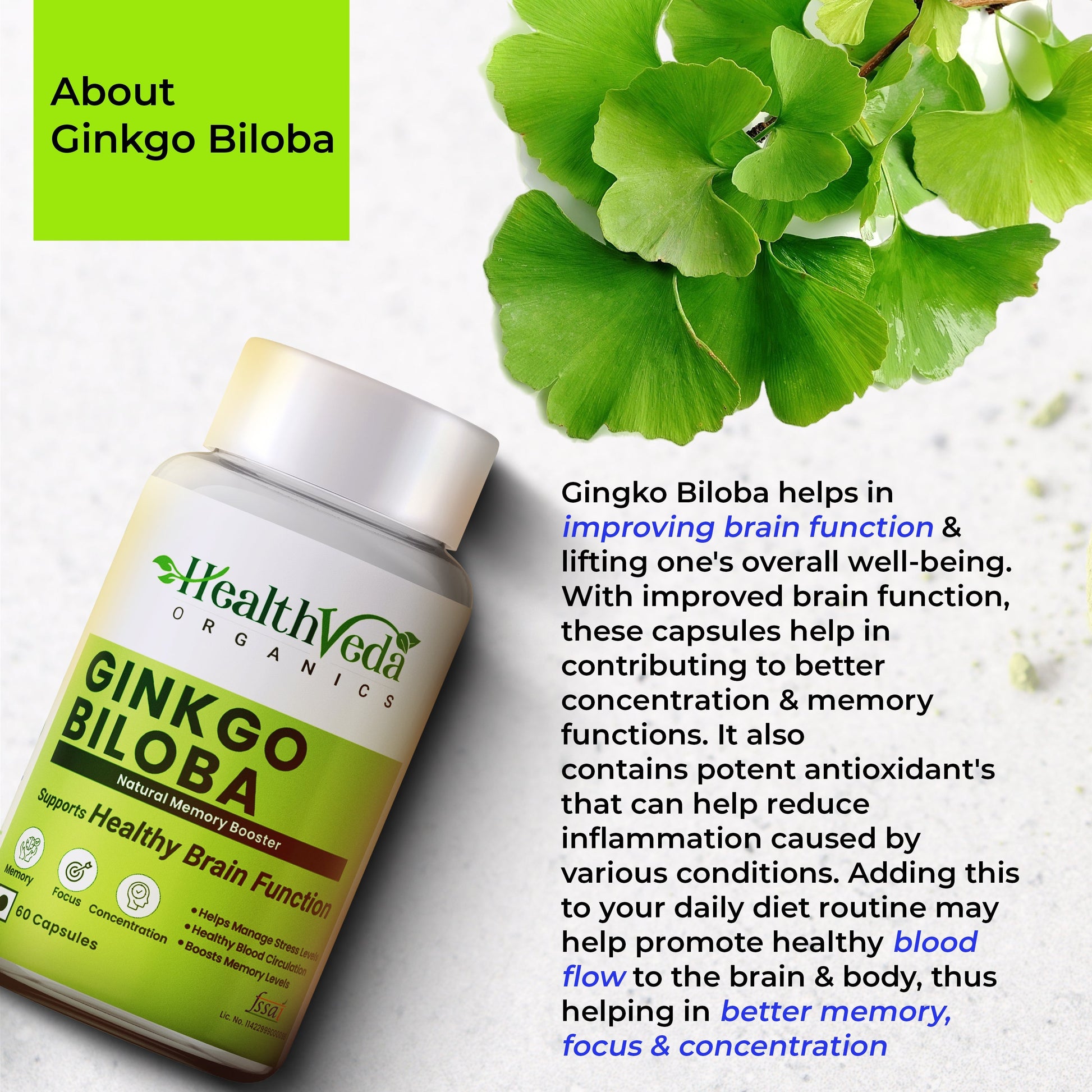 Health Veda Organics Ginkgo Biloba Capsules Health Veda Organics