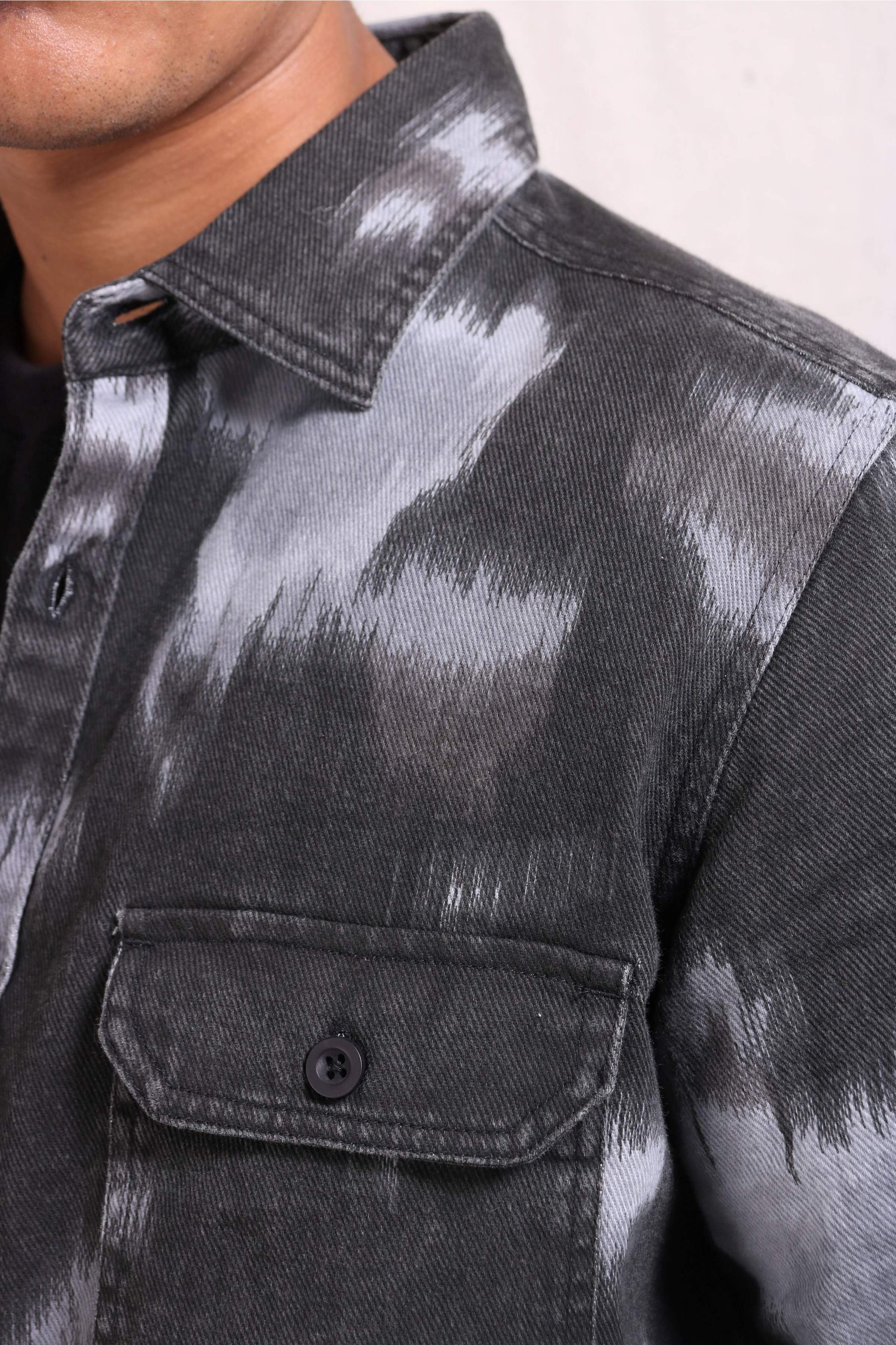 Xkind Light Blue Printed Denim Shacket  Grab2Buy Xkind Grab2Buy