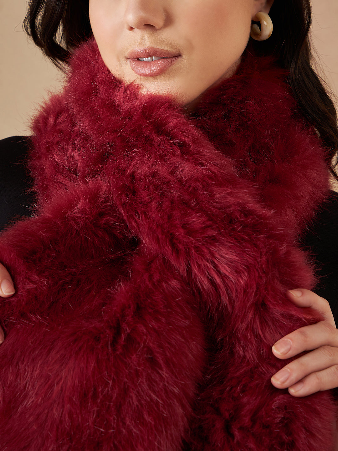 InWeave Women's Bright Rust Faux Fur Neck Warmer 