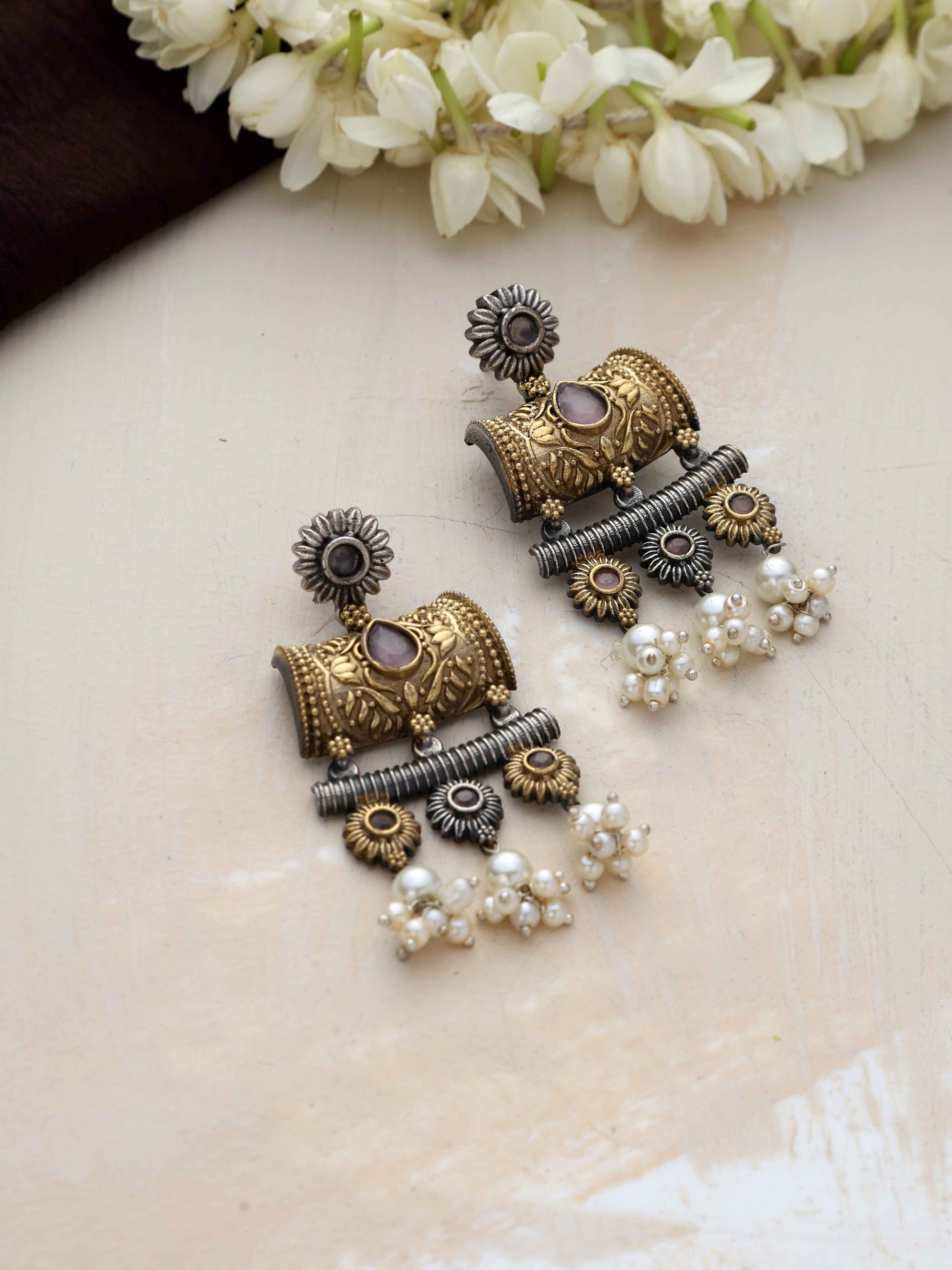 trueBrowns Silver Gold Tone Dangle Earrings Truebrowns Lifestyle