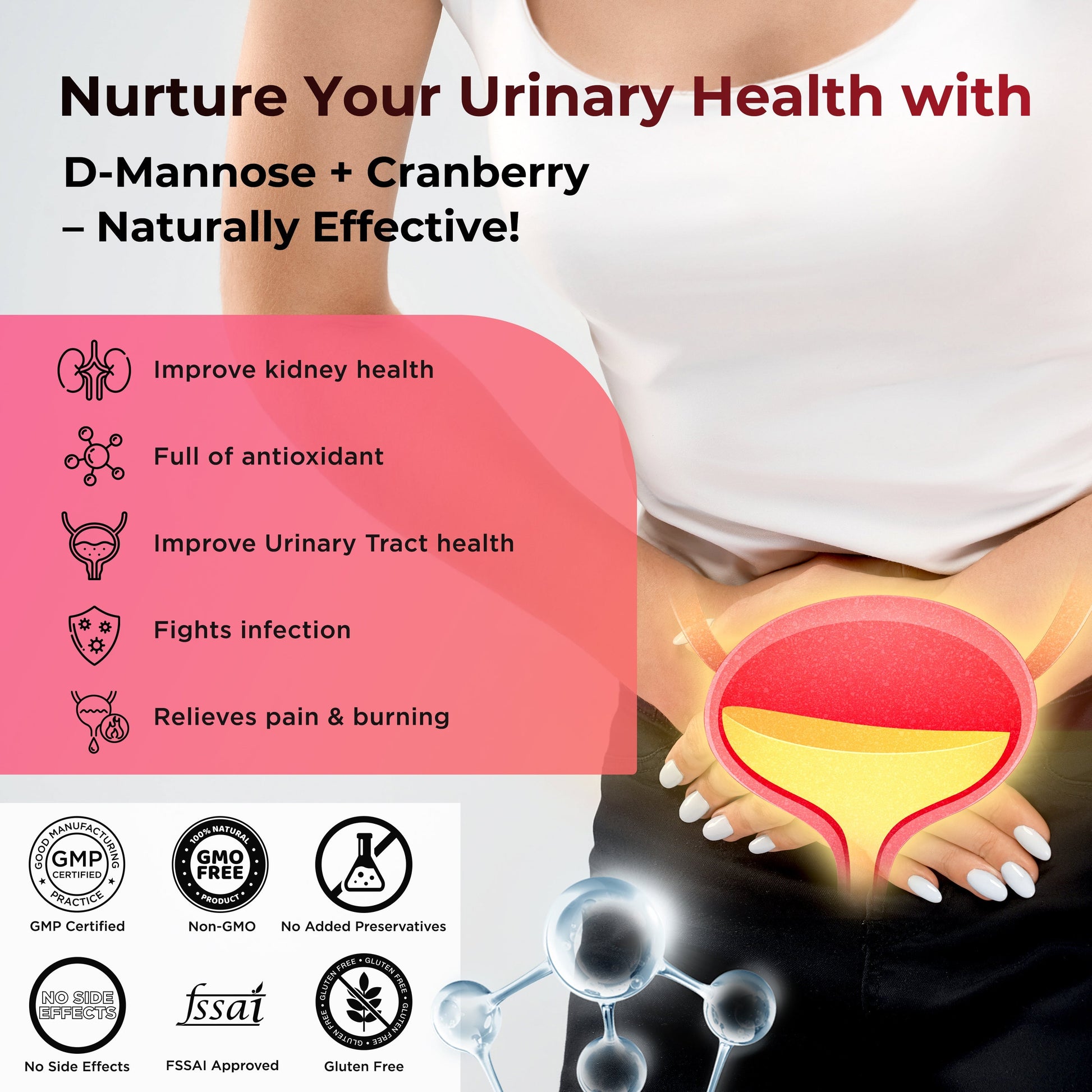 Health Veda Organics D-Mannose + Cranberry Extract Tablets 