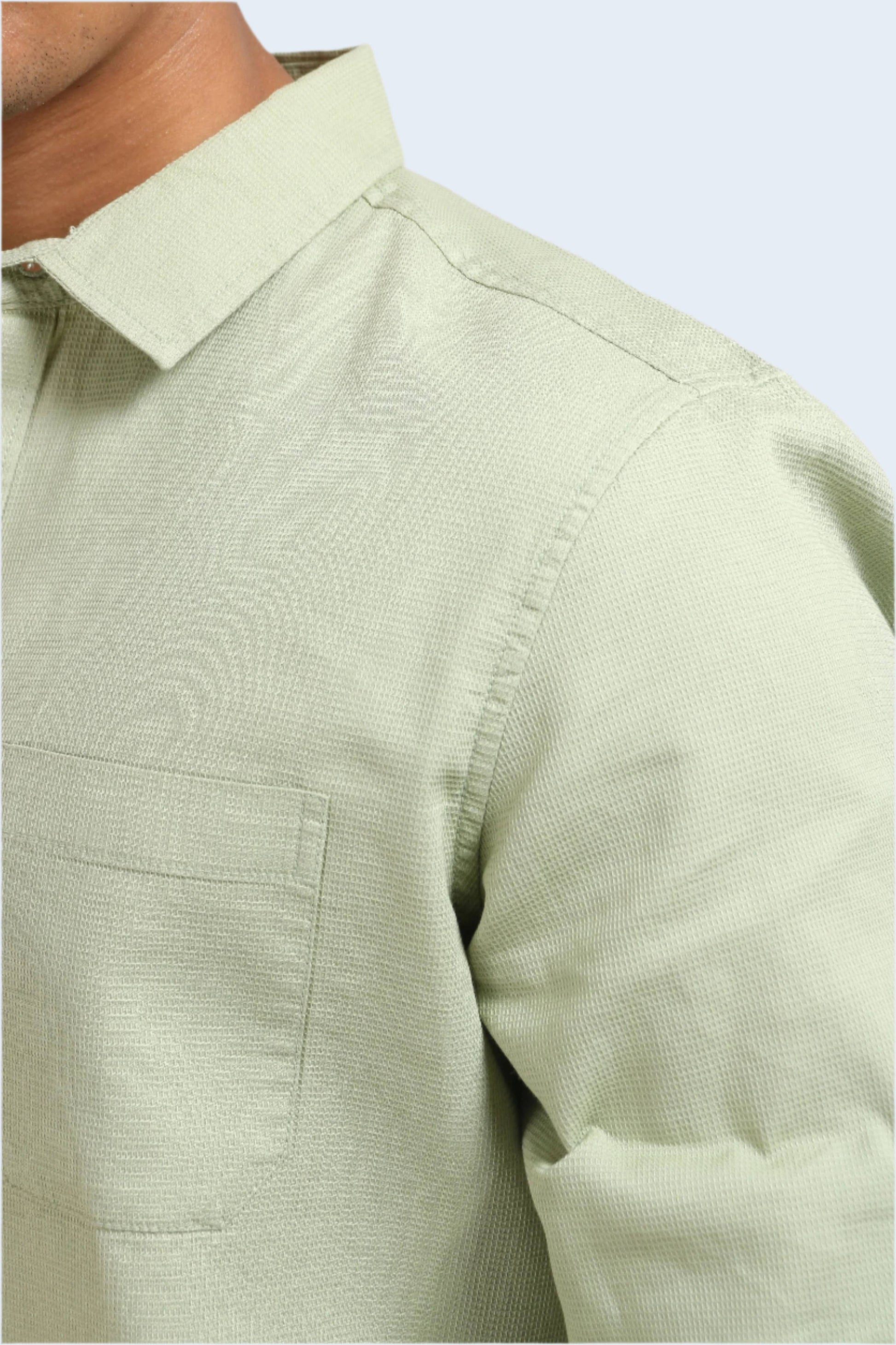Xkind Pista Green Textured Slim Fit Shirt  Grab2Buy Xkind Grab2Buy