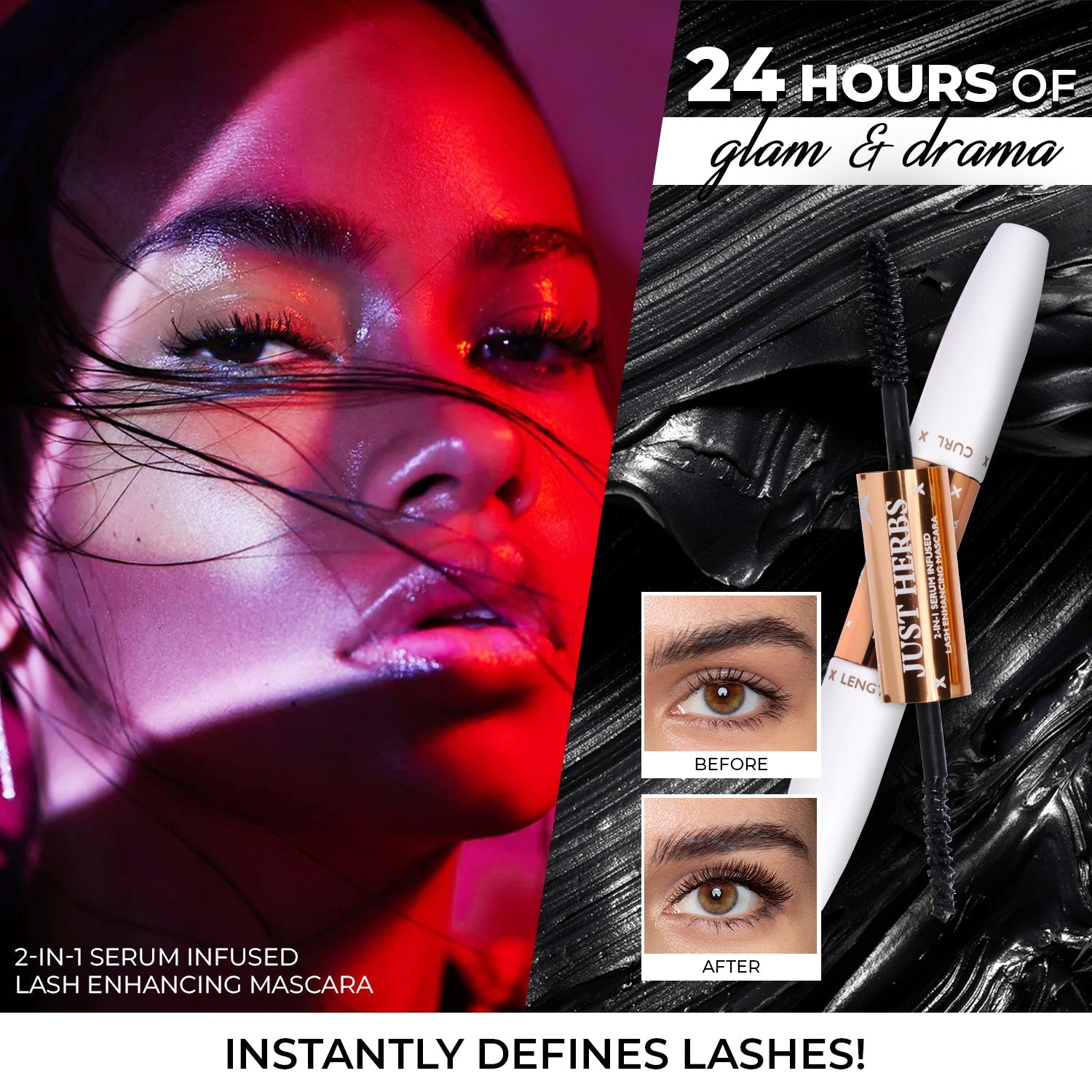 2-in-1 Serum-infused Lash Enhancing Mascara with Castor Oil and Coconut Oil 
