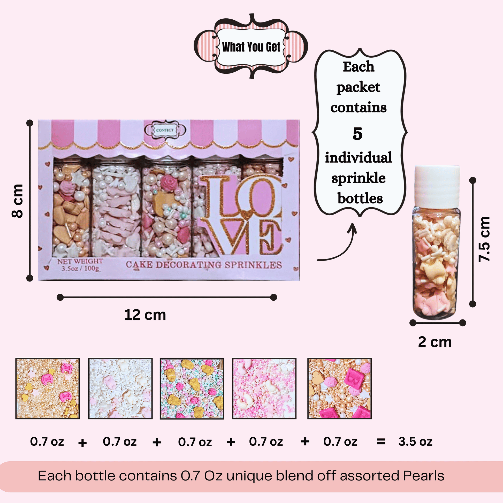 Confect Girls Baby Shower Sprinkles | Mix Heart, Teddy, Baby Feed Bottle & Baby Feet Sprinkles