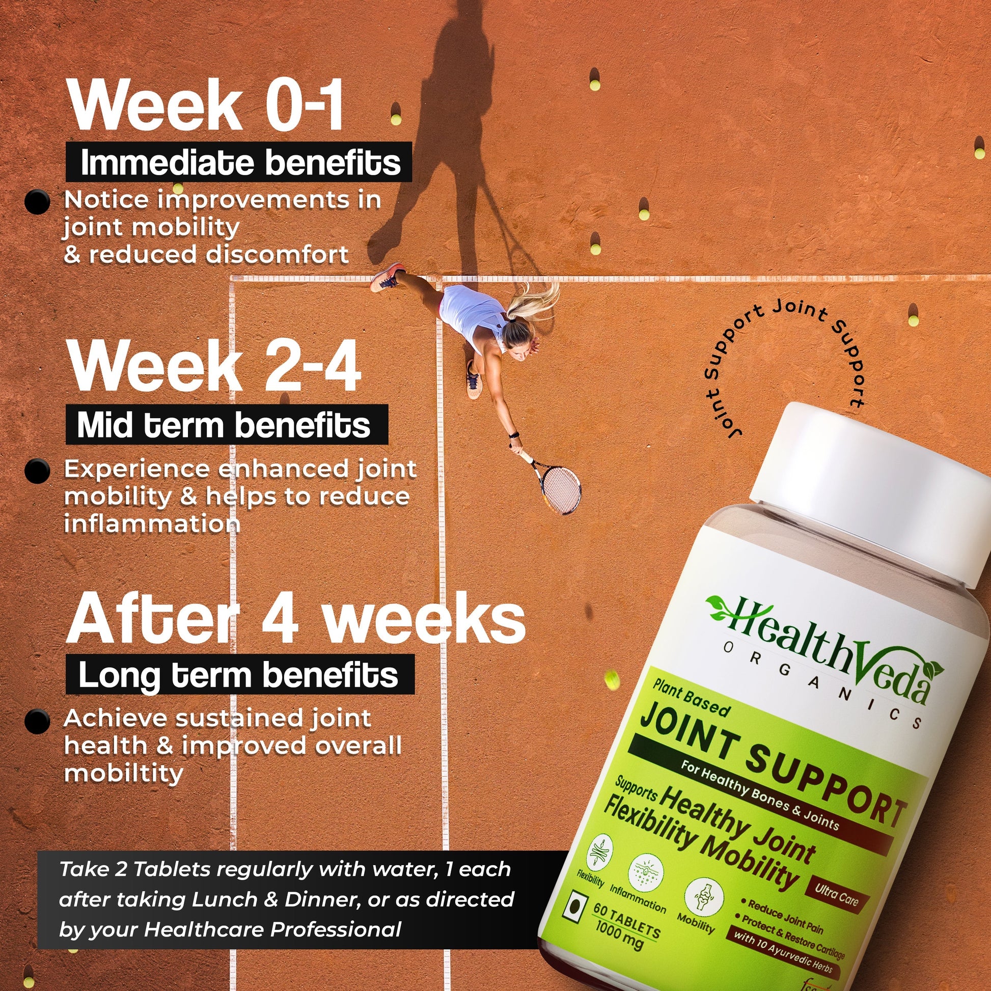 Health Veda Organics Plant Based Joint Support Tablets 