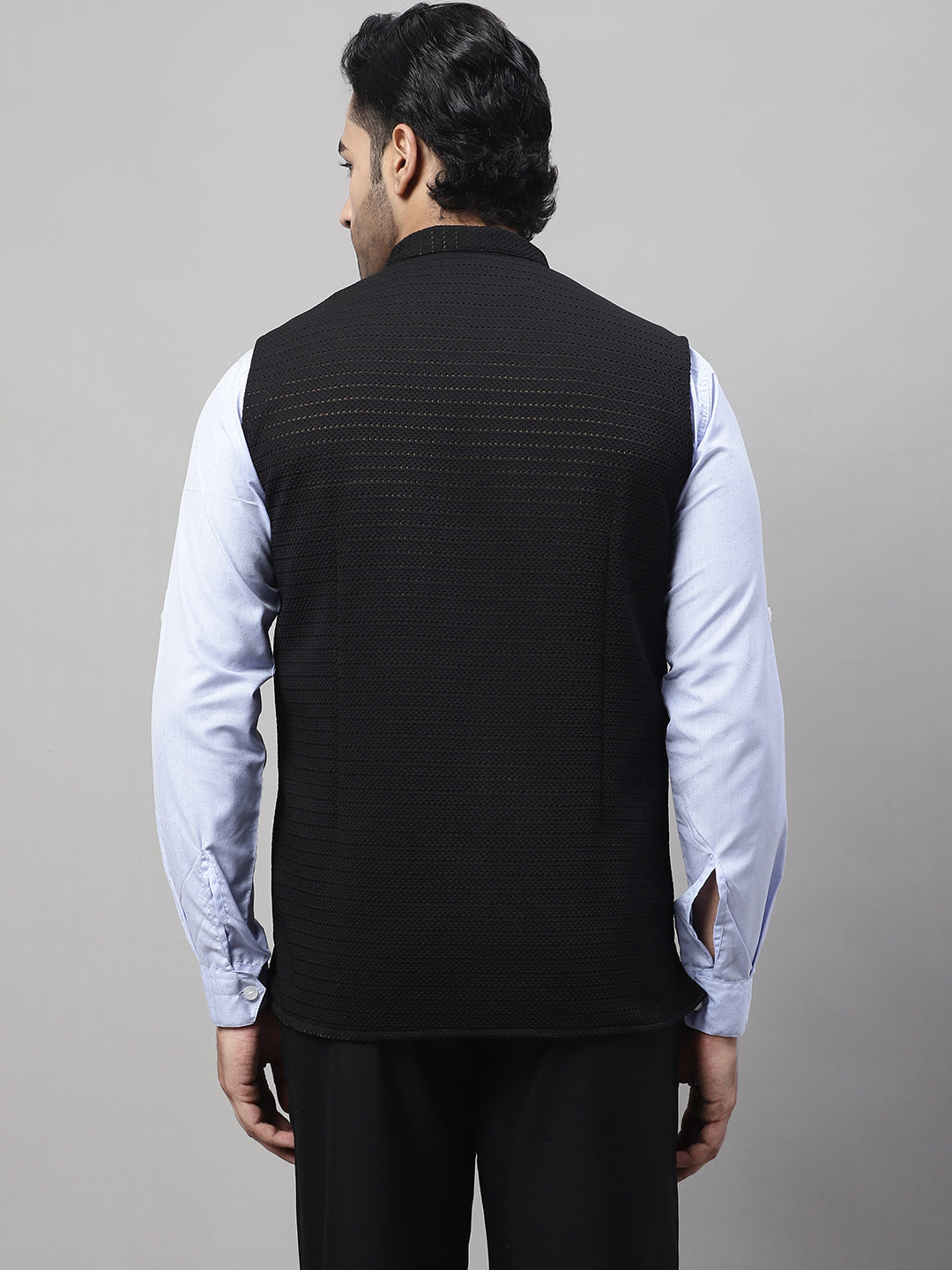 Even Apparels Men's Black Nehru Jacket With Welt Pockets 