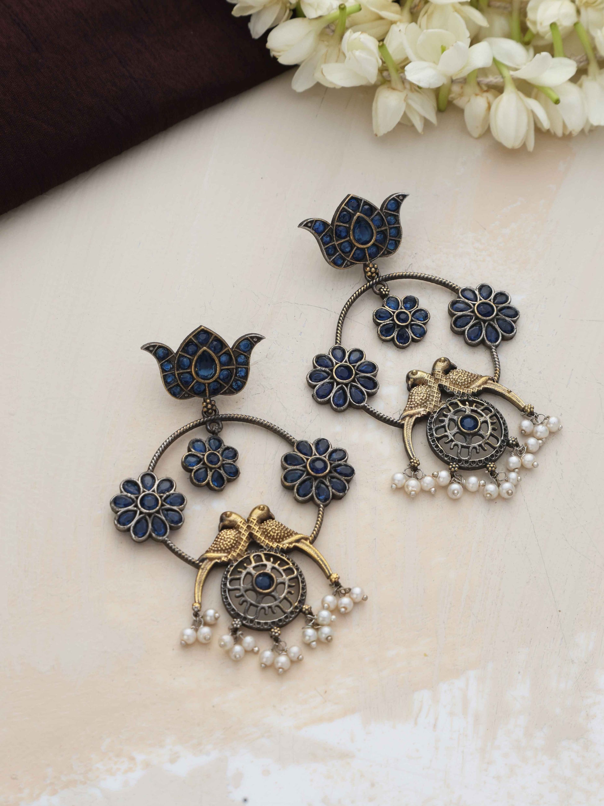 trueBrowns Silver Tone Chandbali Earrings Truebrowns Lifestyle