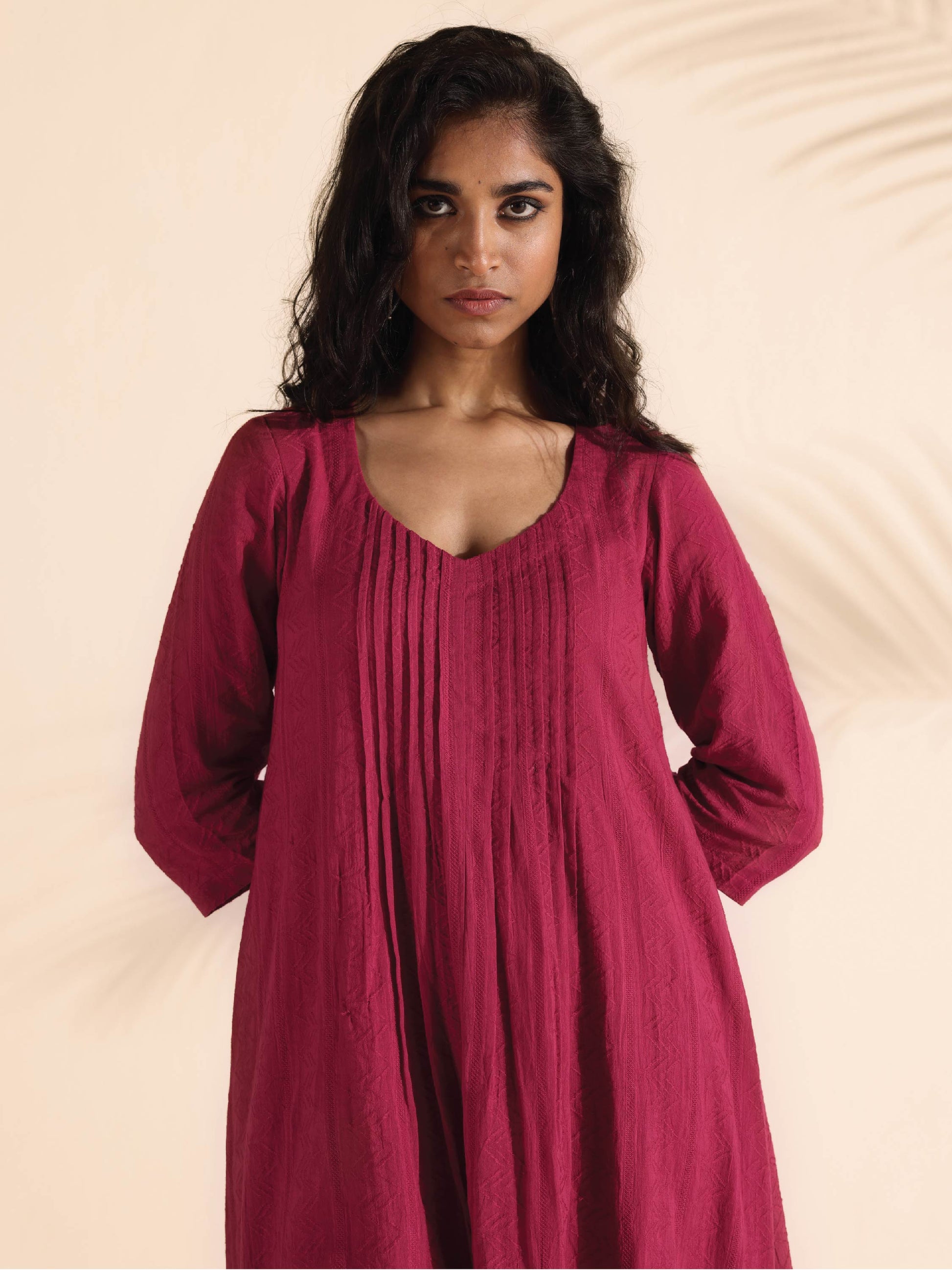 trueBrowns Carrot Cotton Dobby Kurta Pant Set 