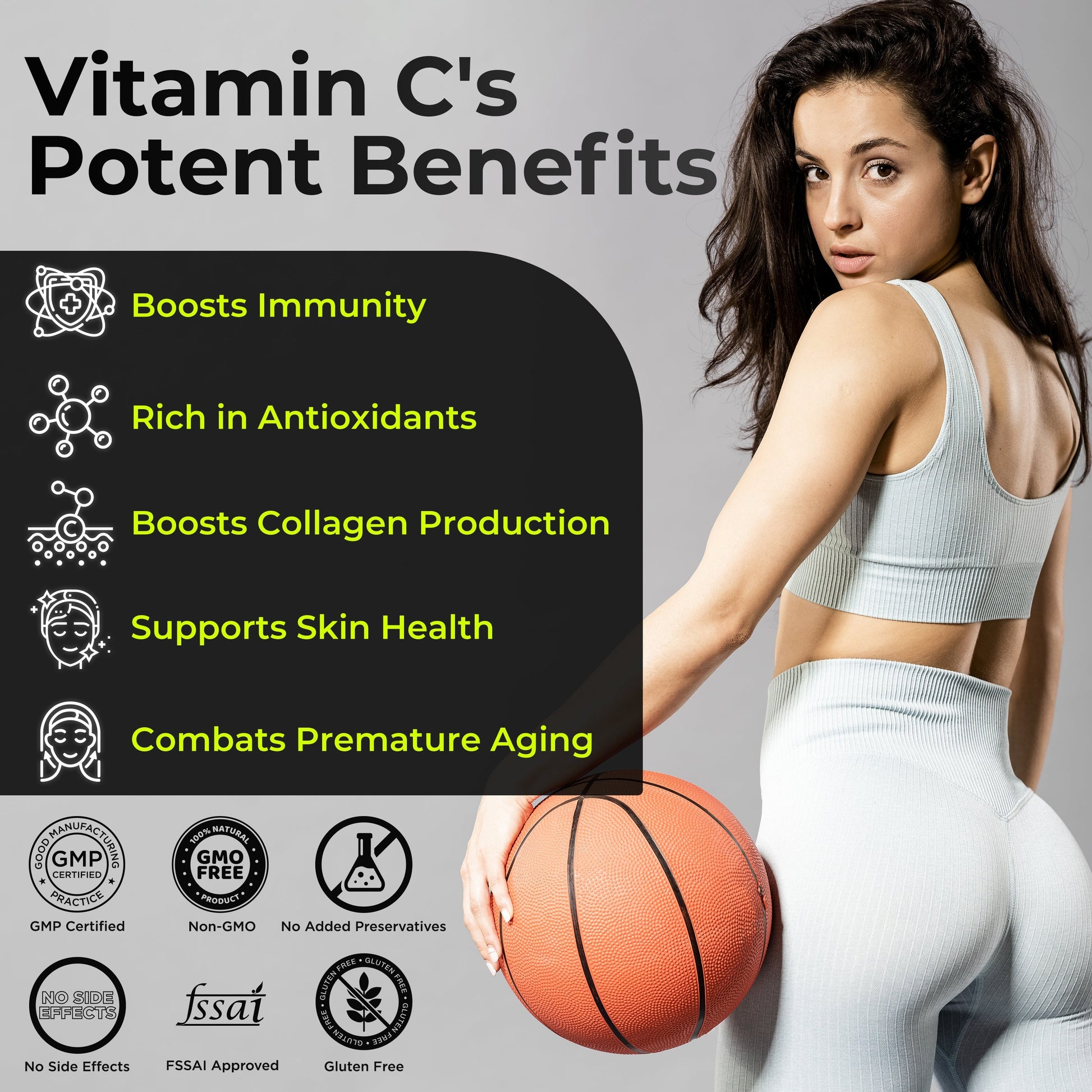 Health Veda Organics Natural Vitamin C Tablets For Skin & Health 