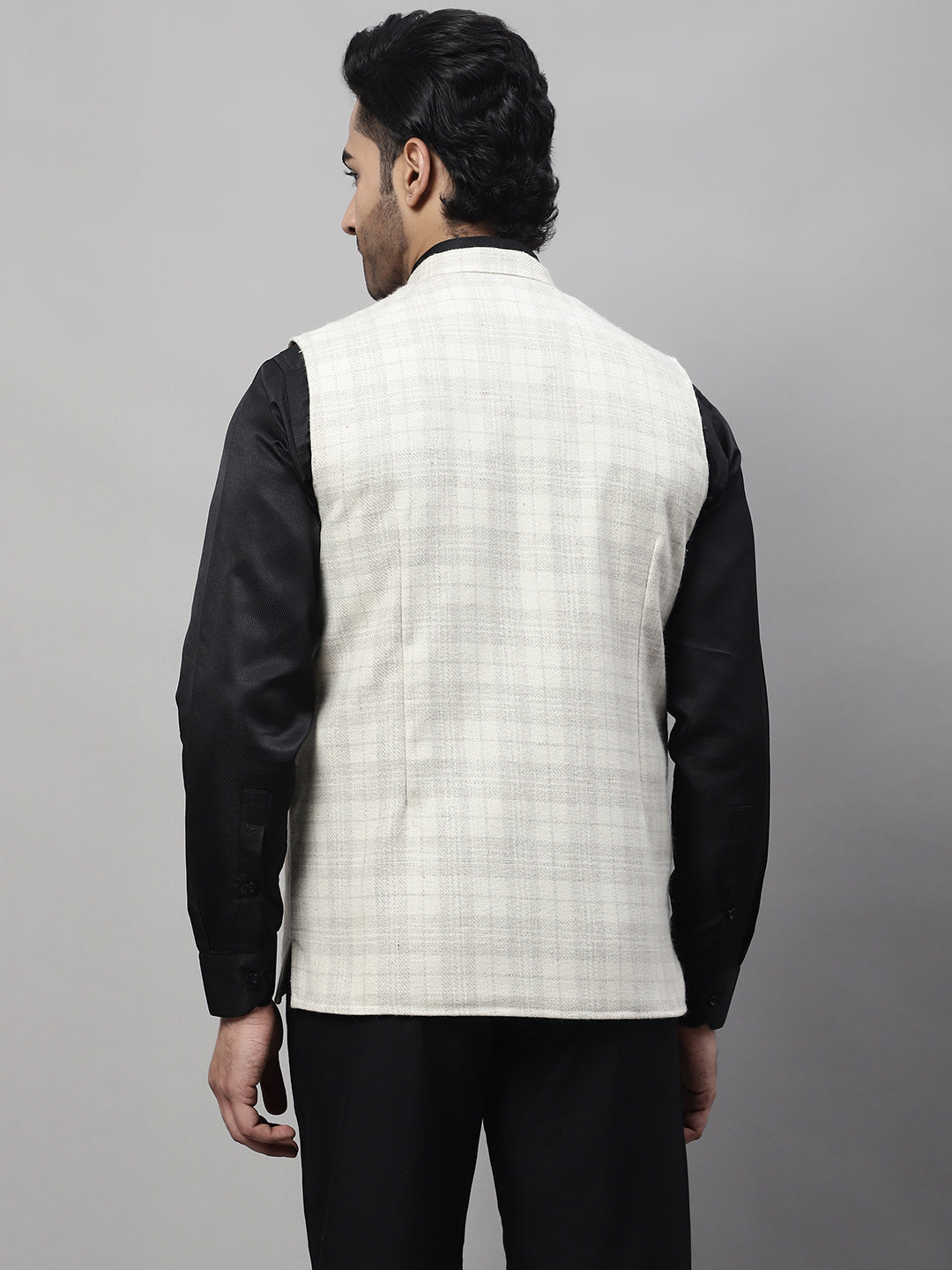 Even Apparels Men's Cream Pure Wool Nehru Jacket 