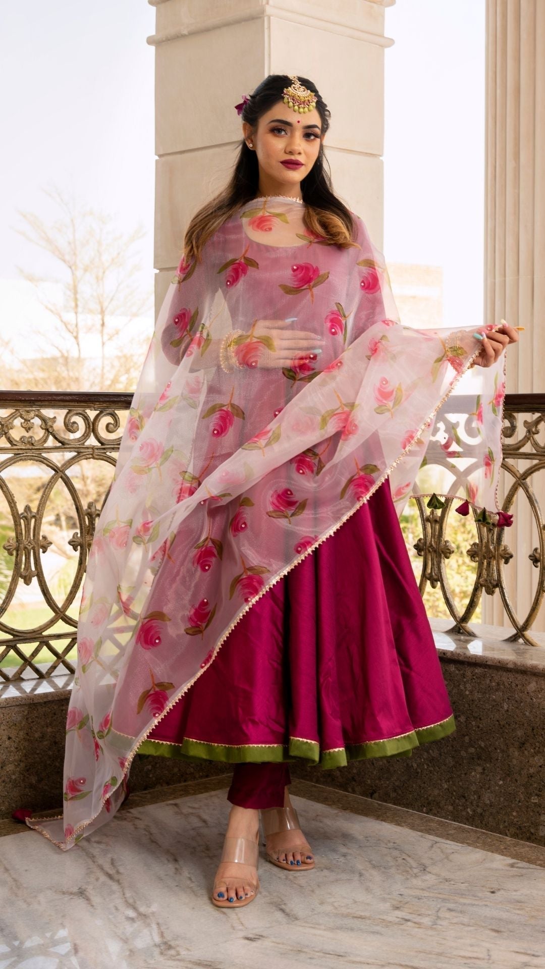 Pomcha Jaipur Magenta Lilly Anarkali Set 
