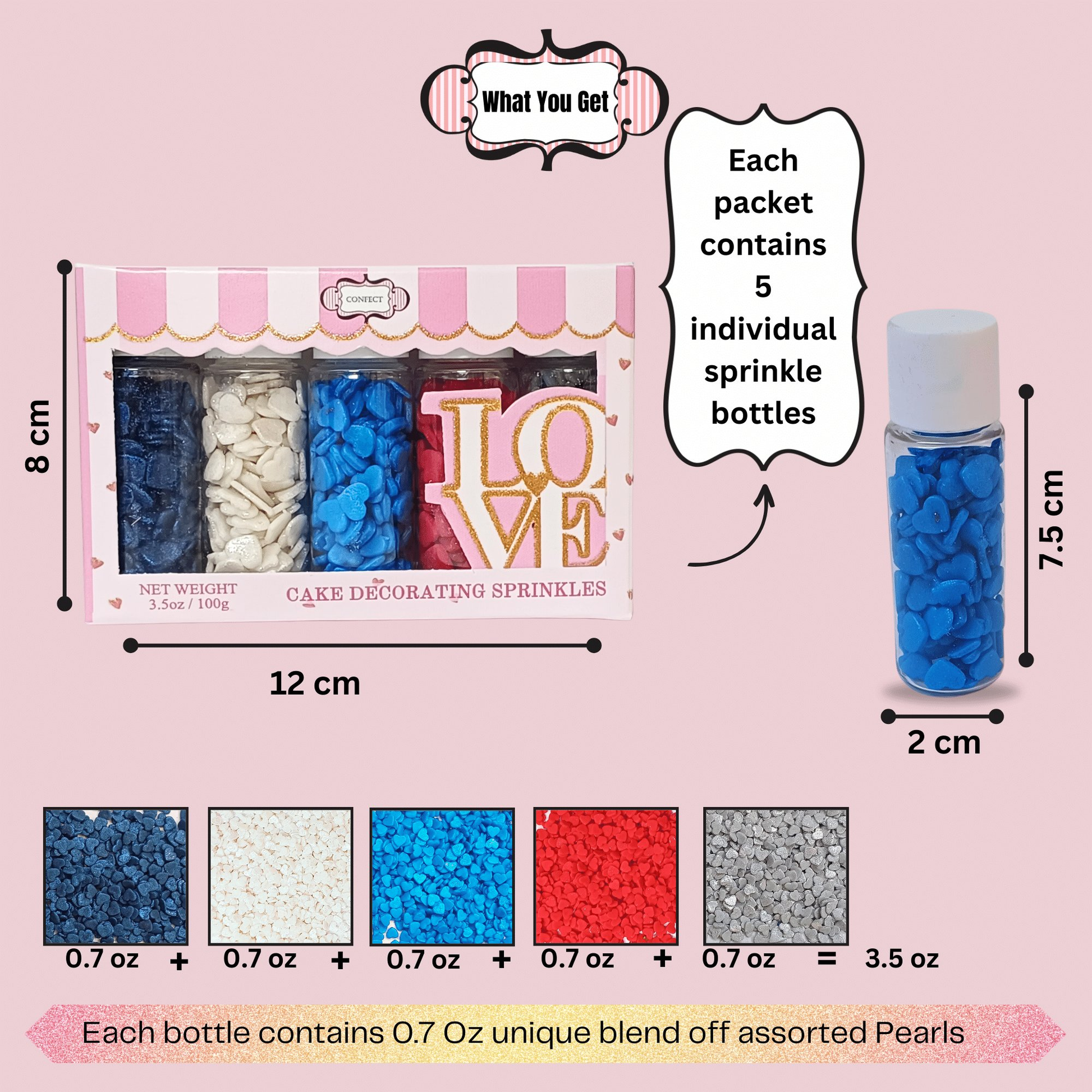 Confect Heart Sprinkles | Captain's Colors Patriotic Sprinkles