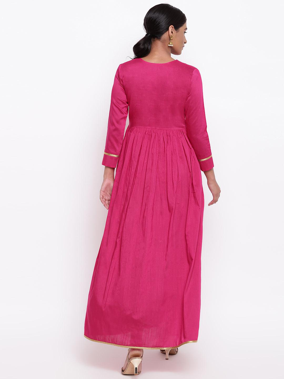 trueBrowns Pink Gold Lace Dress 