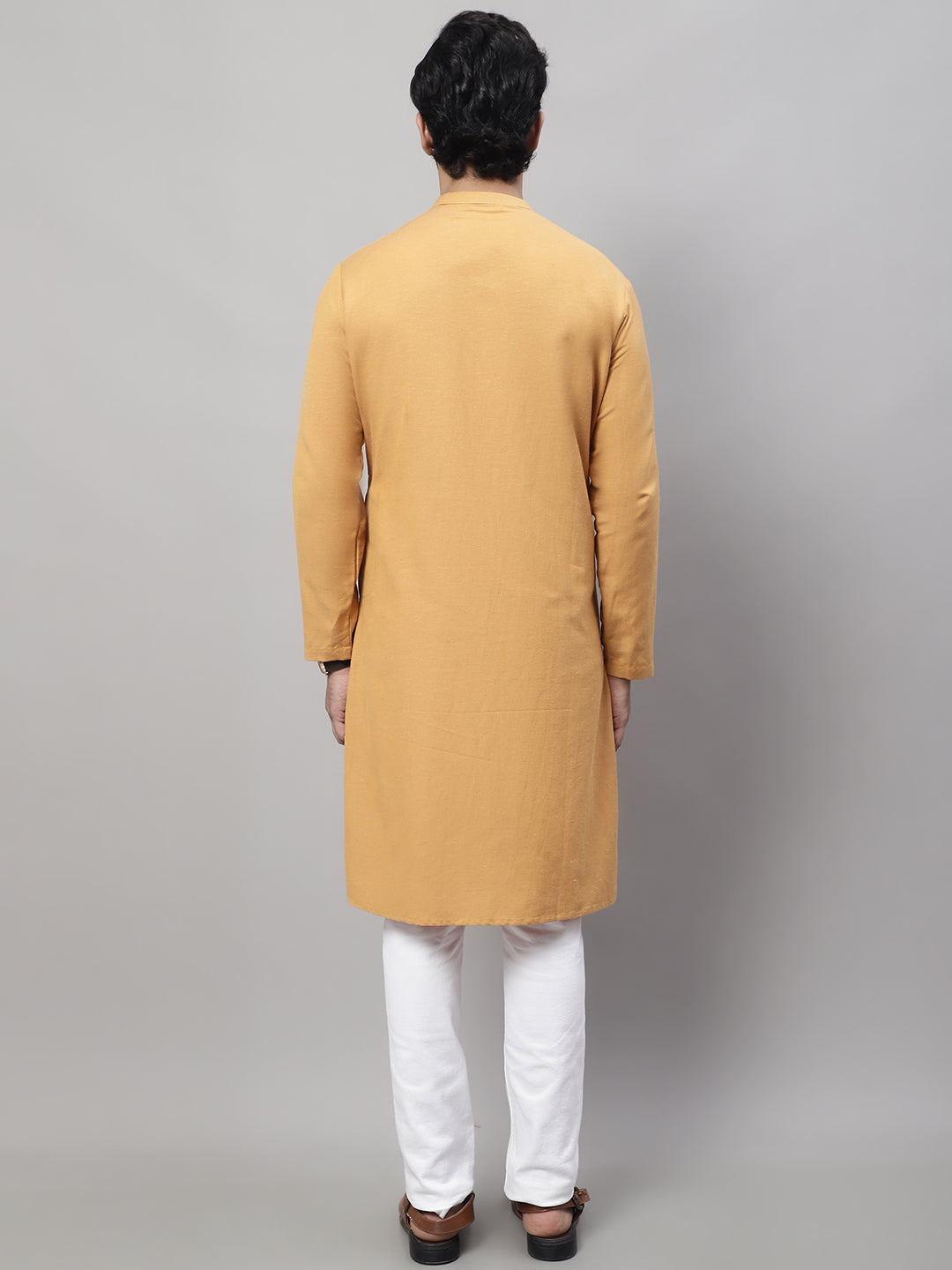 Even Apparels Mustard Sherwani Kurta With Asymetrical Cut 