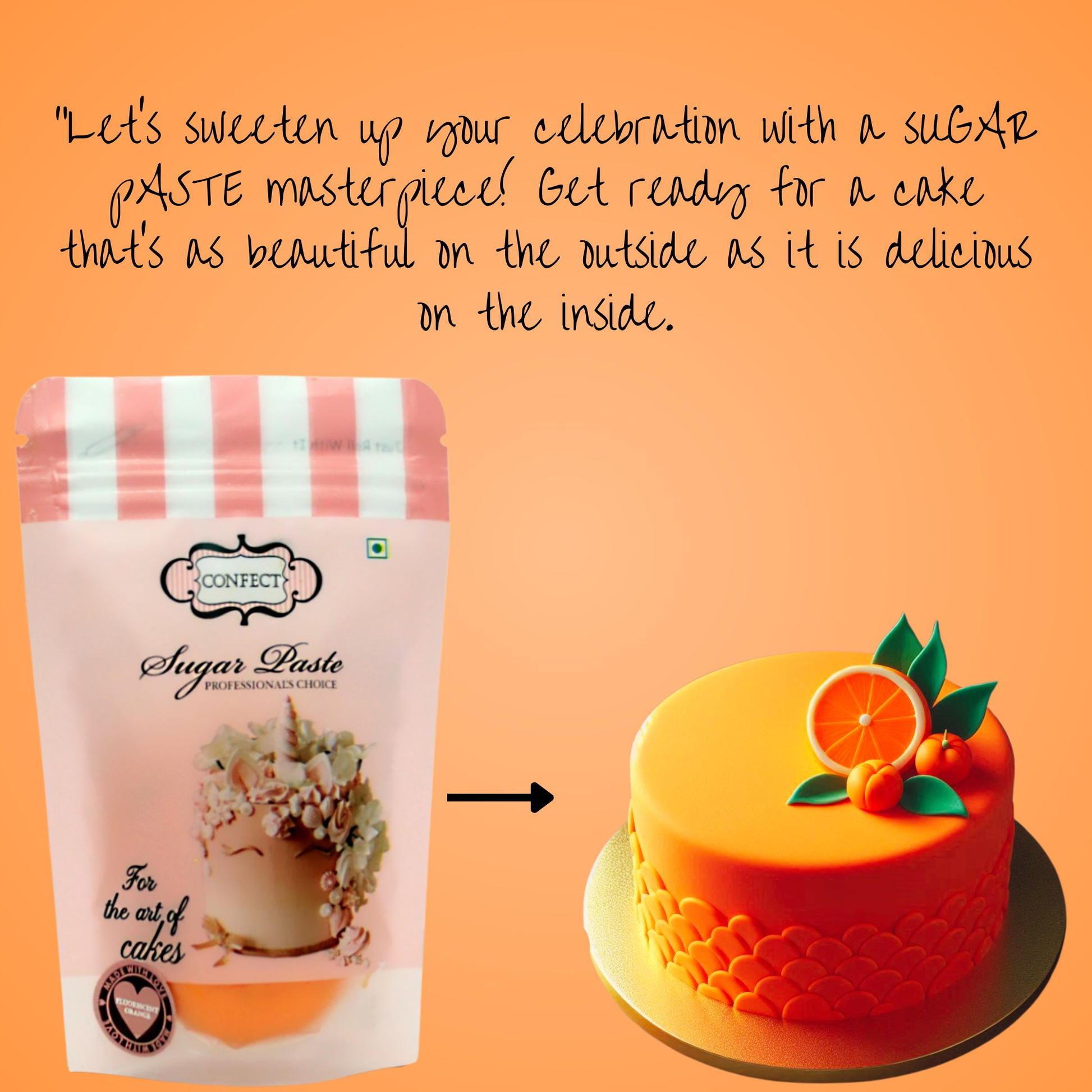 Confect Fluorescent Orange Fondant | Edible Sugarpaste