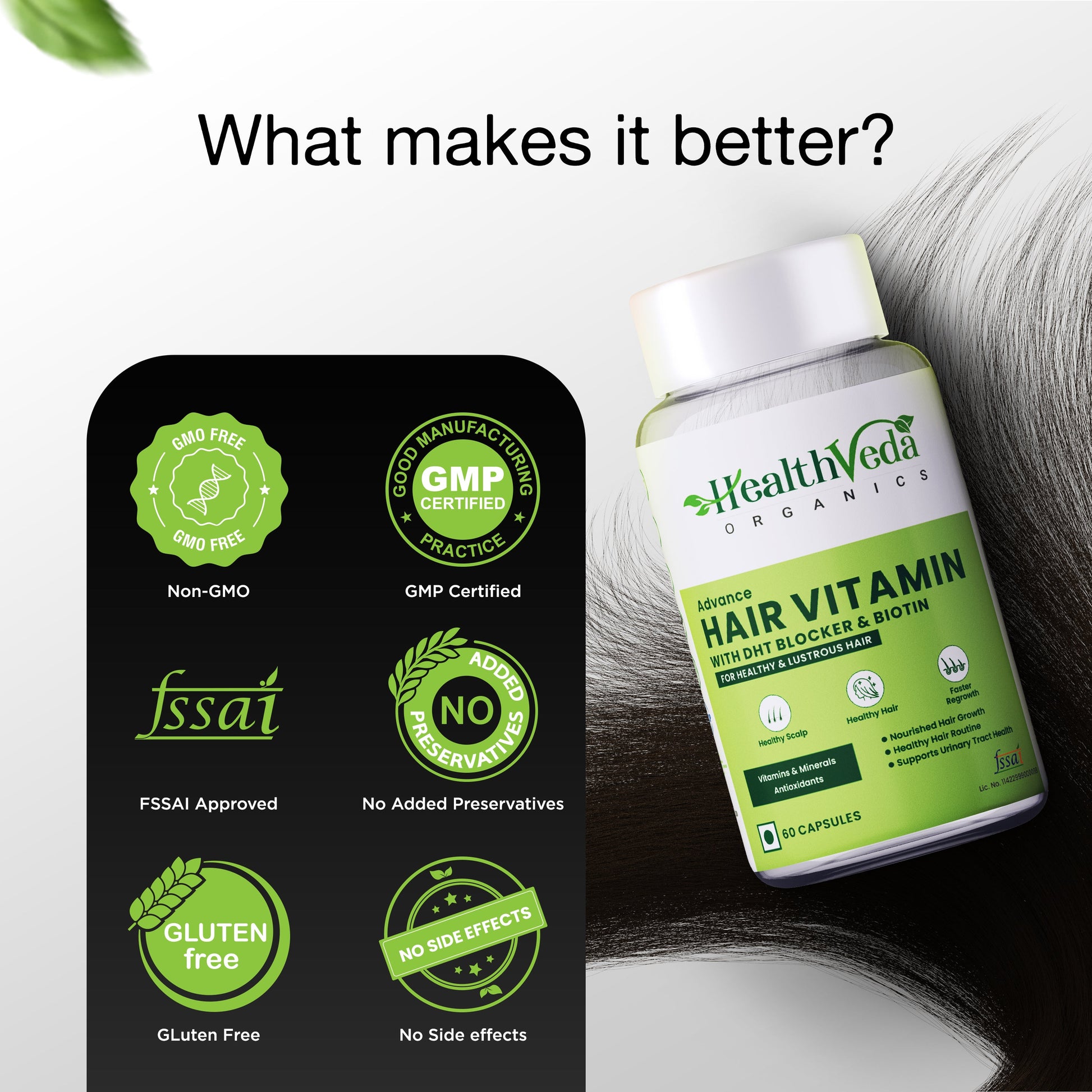 Health Veda Organics Advance Hair Vitamin with DHT Blocker & Biotin Capsules