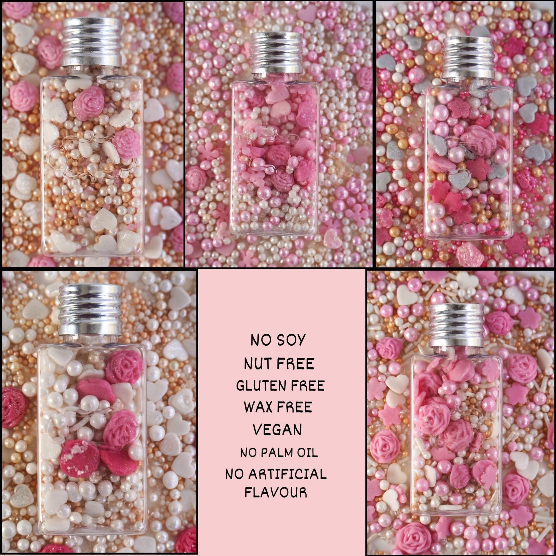 Confect Silver Hearts & White Pearls | Edible Mother's Day Sprinkles
