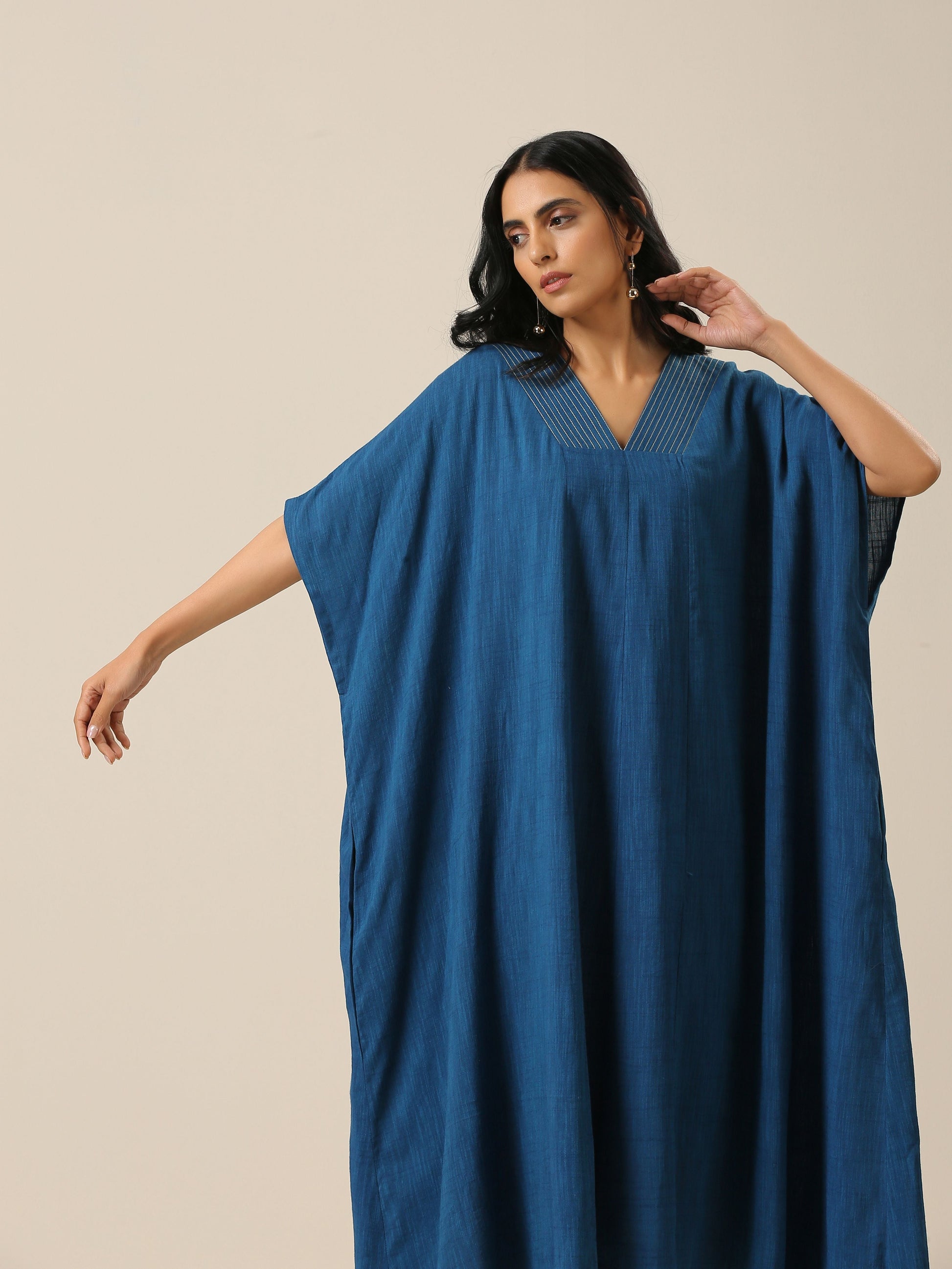 trueBrowns Classic Blue Panel Kaftan dress 