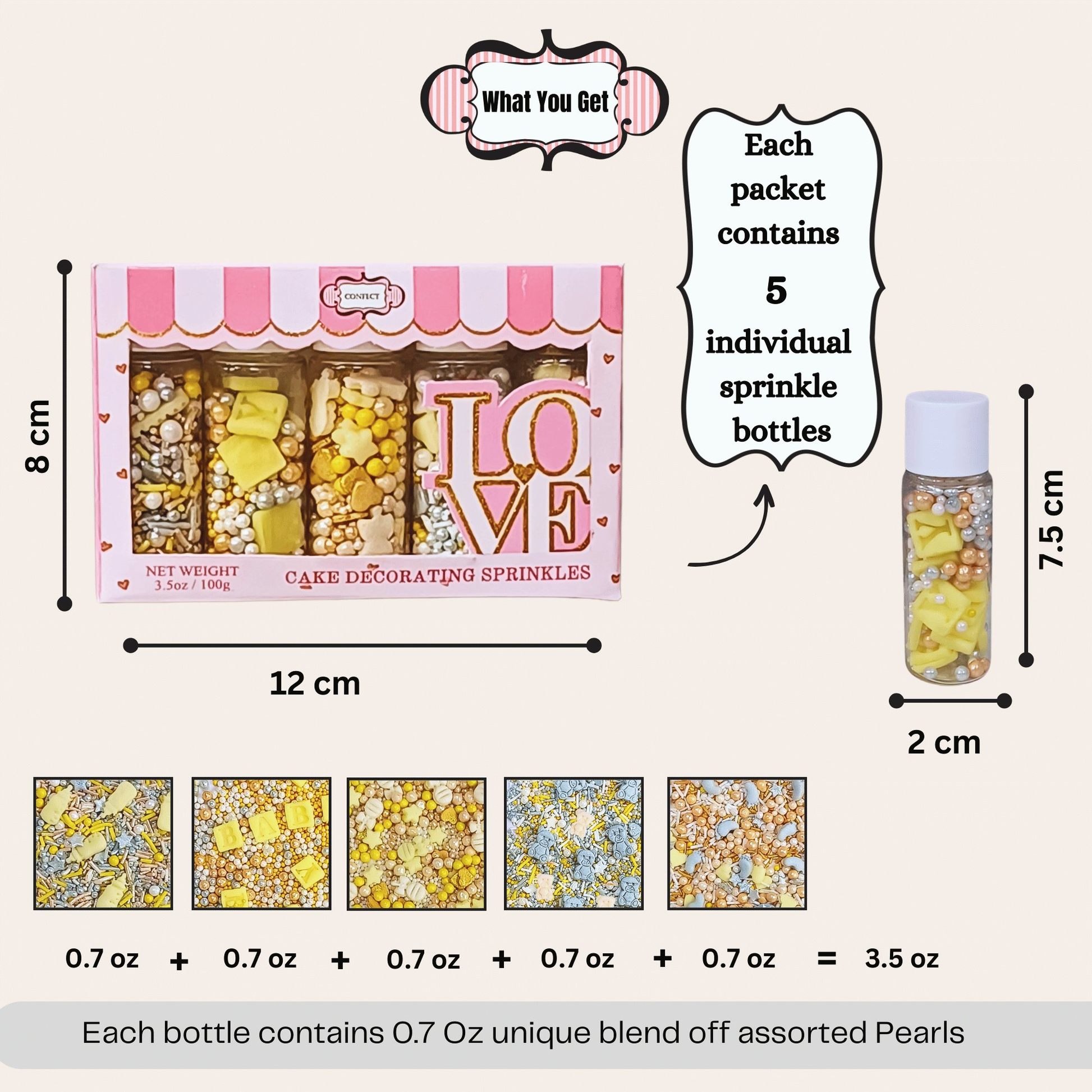 Confect Gender Reveal Mix Silver Baby Feet & Feeding Bottle Baby Shower Sprinkles