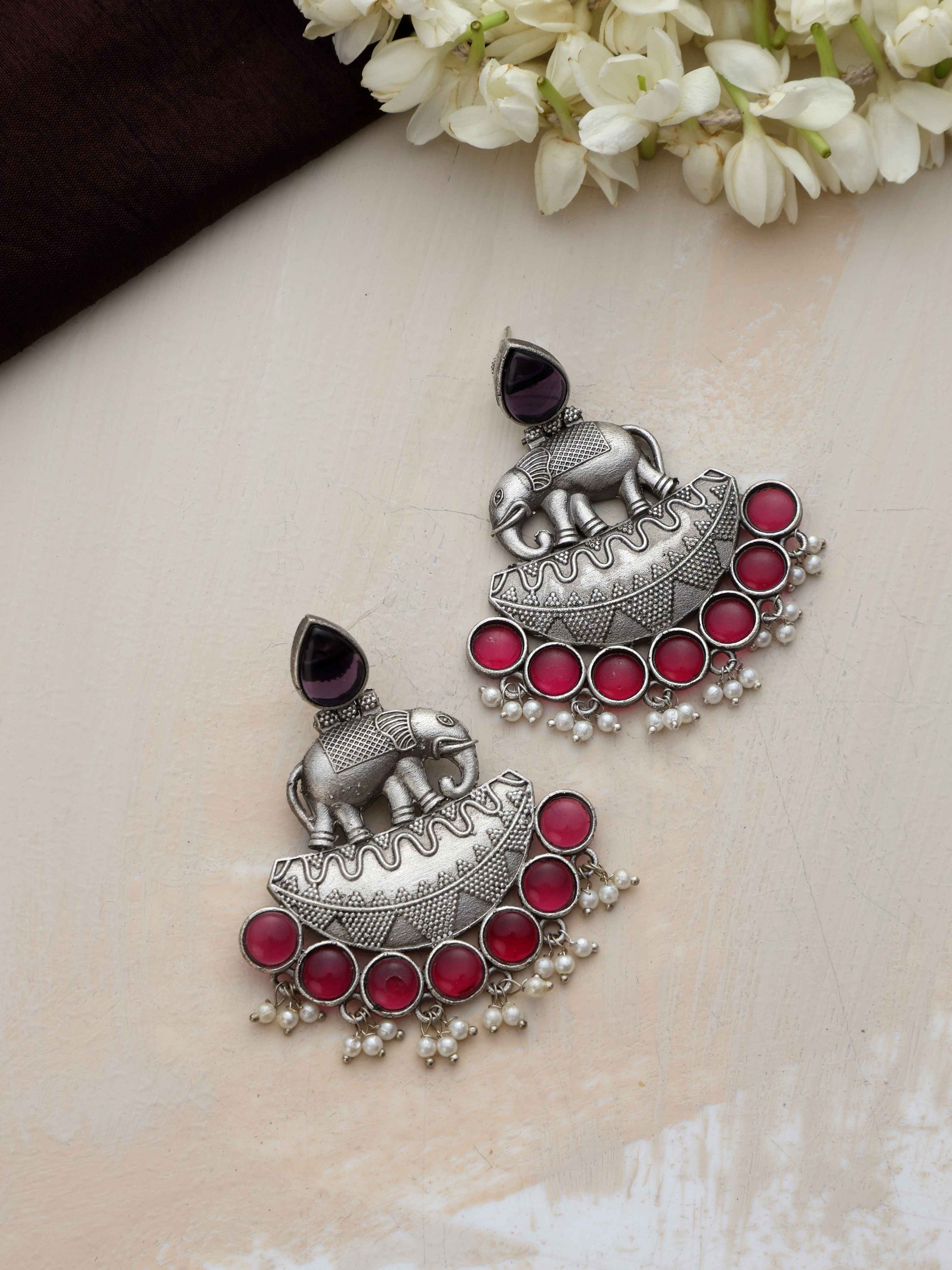 trueBrowns Silver Tone Elephant Dangle Earrings Truebrowns Lifestyle