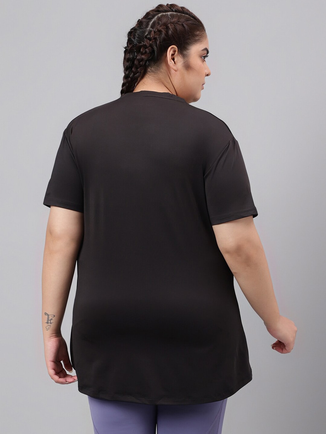 MKH Plus Size Typography Printed Drop Shoulder Sleeves Relaxed Fit Dri-FIT Sports T-Shirt 