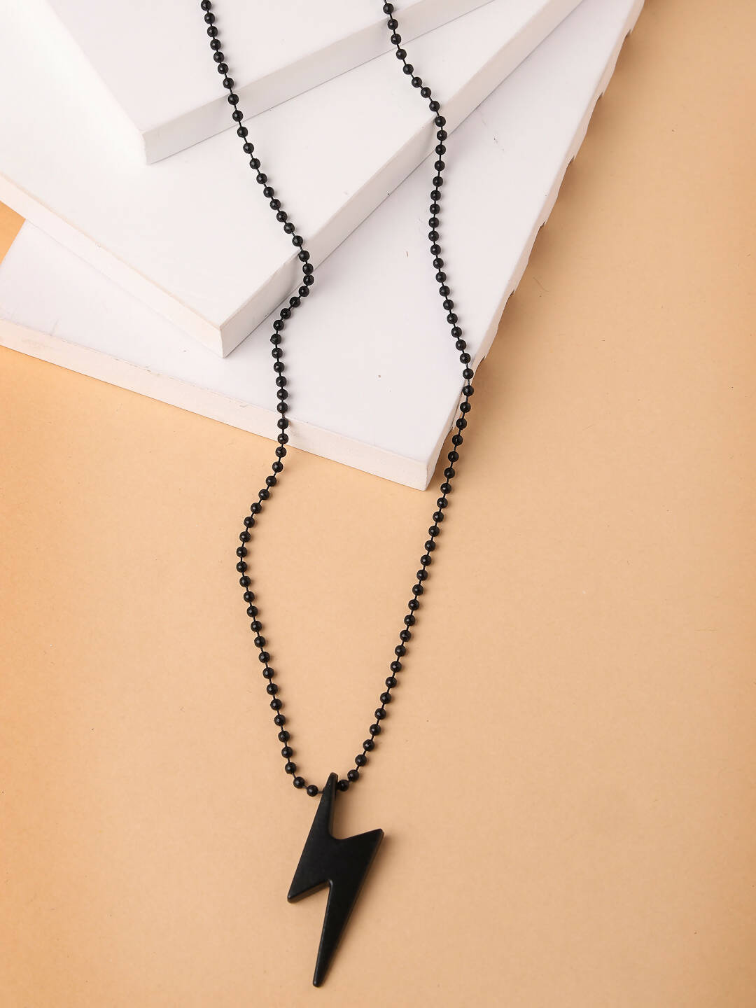 NVR Men Black Plated Flash Pendent With Chain 