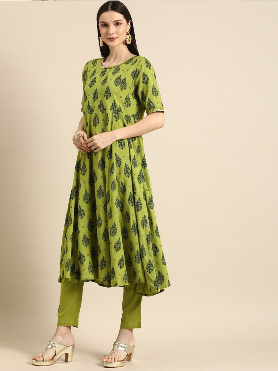 All About You Women Women Green Ethnic Motifs Printed Kurta with Trousers & With Dupatta