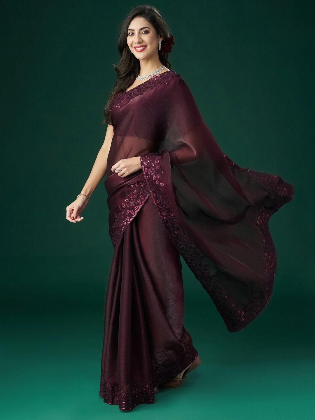 kasee Floral Embroidered Saree