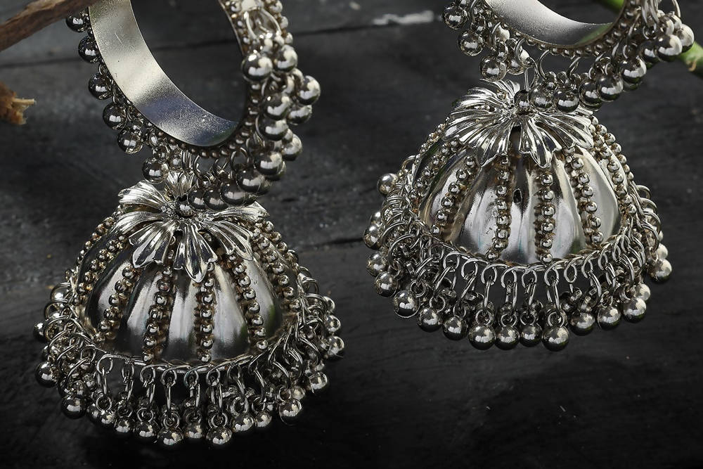Mominos Fashion Johar Kamal Oxidised Black-Plated With Ghungroo Jhumkas - Grab2buy