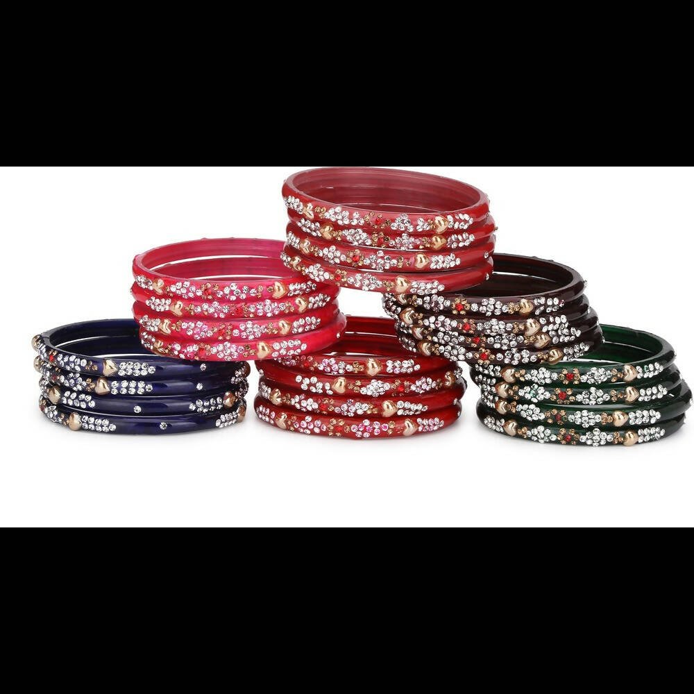 Afast Bridal Wedding & Party Fashionable Colorful Glass Bangle/Kada Set, Pack Of 24 - Multicolor - Grab2buy