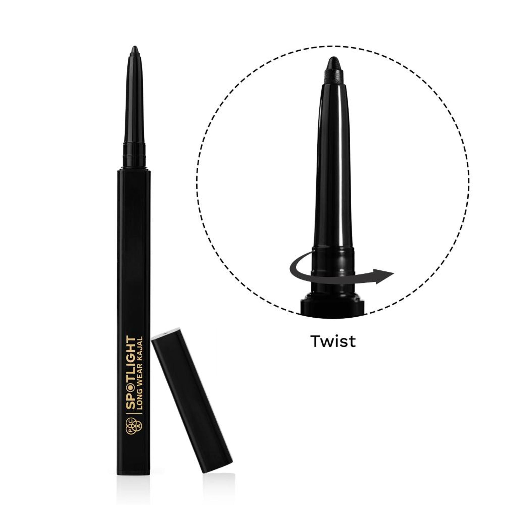 PAC Studio Spotlight Long Wear Kajal - Intense Pigment, Matte Finish, Easy Glide, Waterproof & Smudgeproof