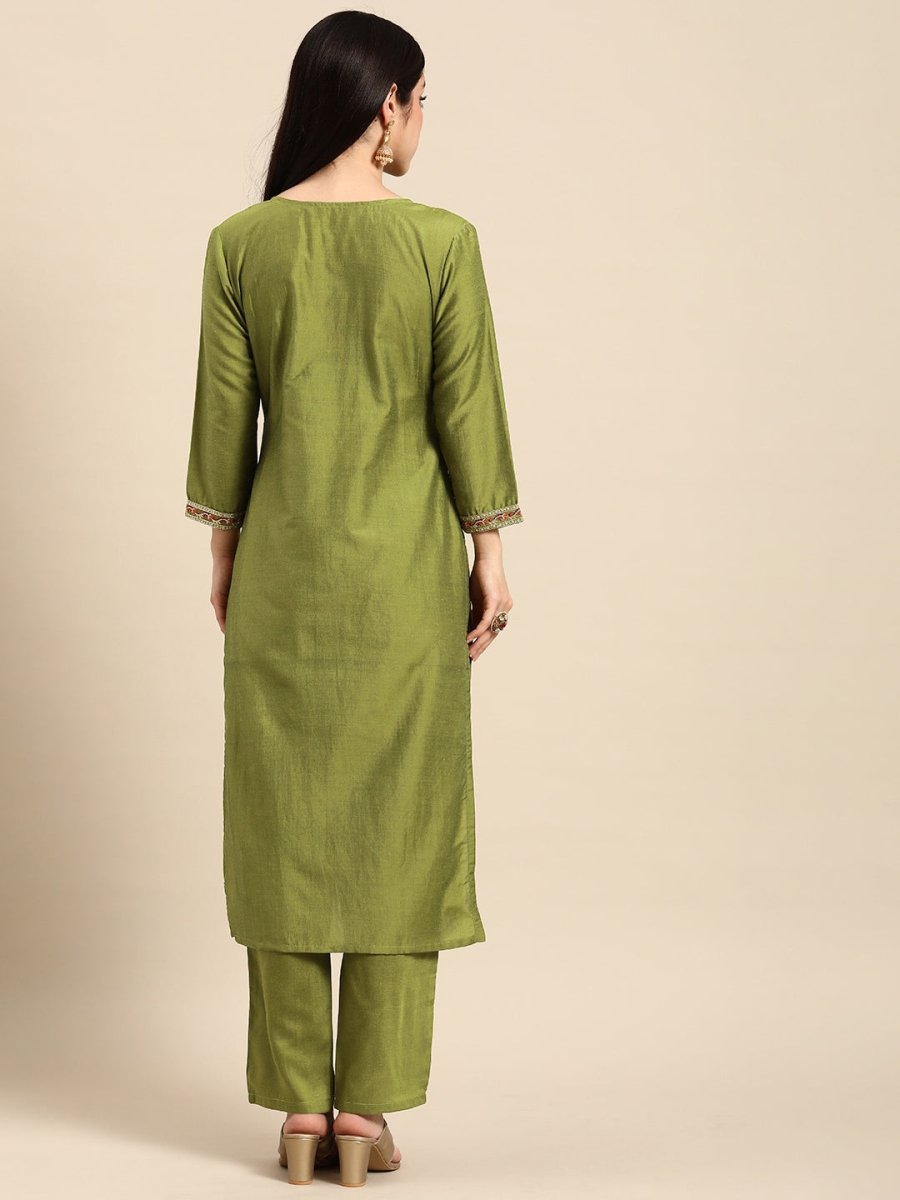 All About You Women Ethnic Motifs Embroidered Sequinned Kurta With Trousers