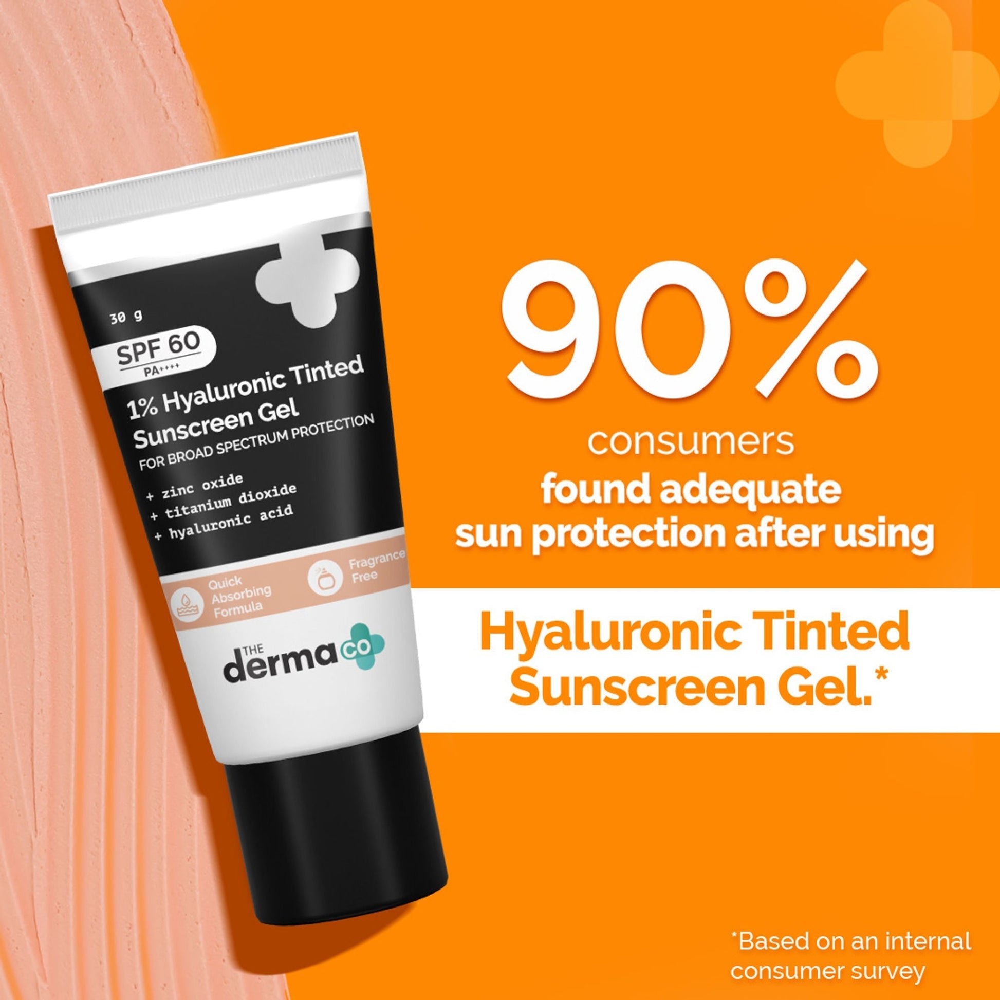 The Derma Co 1% Hyaluronic Tinted Sunscreen SPF 60 Gel PA++++  Grab2Buy The Derma Co Grab2Buy