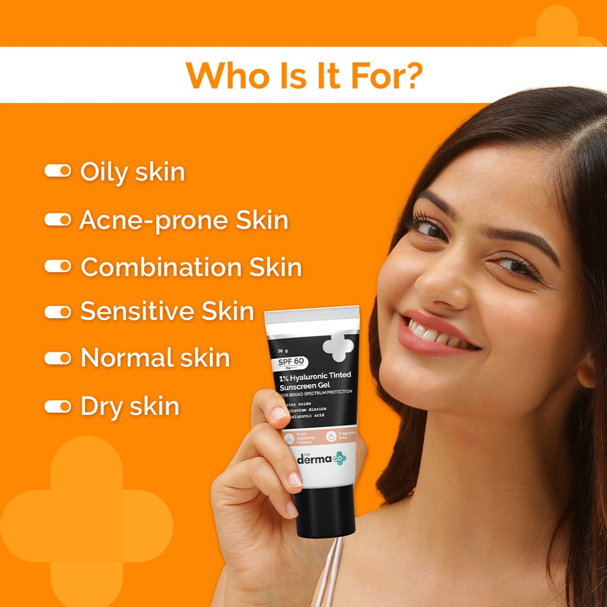 The Derma Co 1% Hyaluronic Tinted Sunscreen SPF 60 Gel PA++++  Grab2Buy The Derma Co Grab2Buy