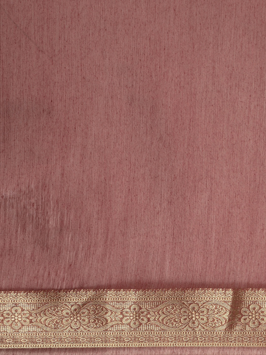 Saree Mall Mauve & Gold Solid Linen Blend Taant Saree