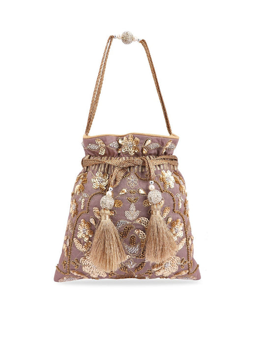 Masq Gold-Toned Embellished Potli Clutch - Grab2buy