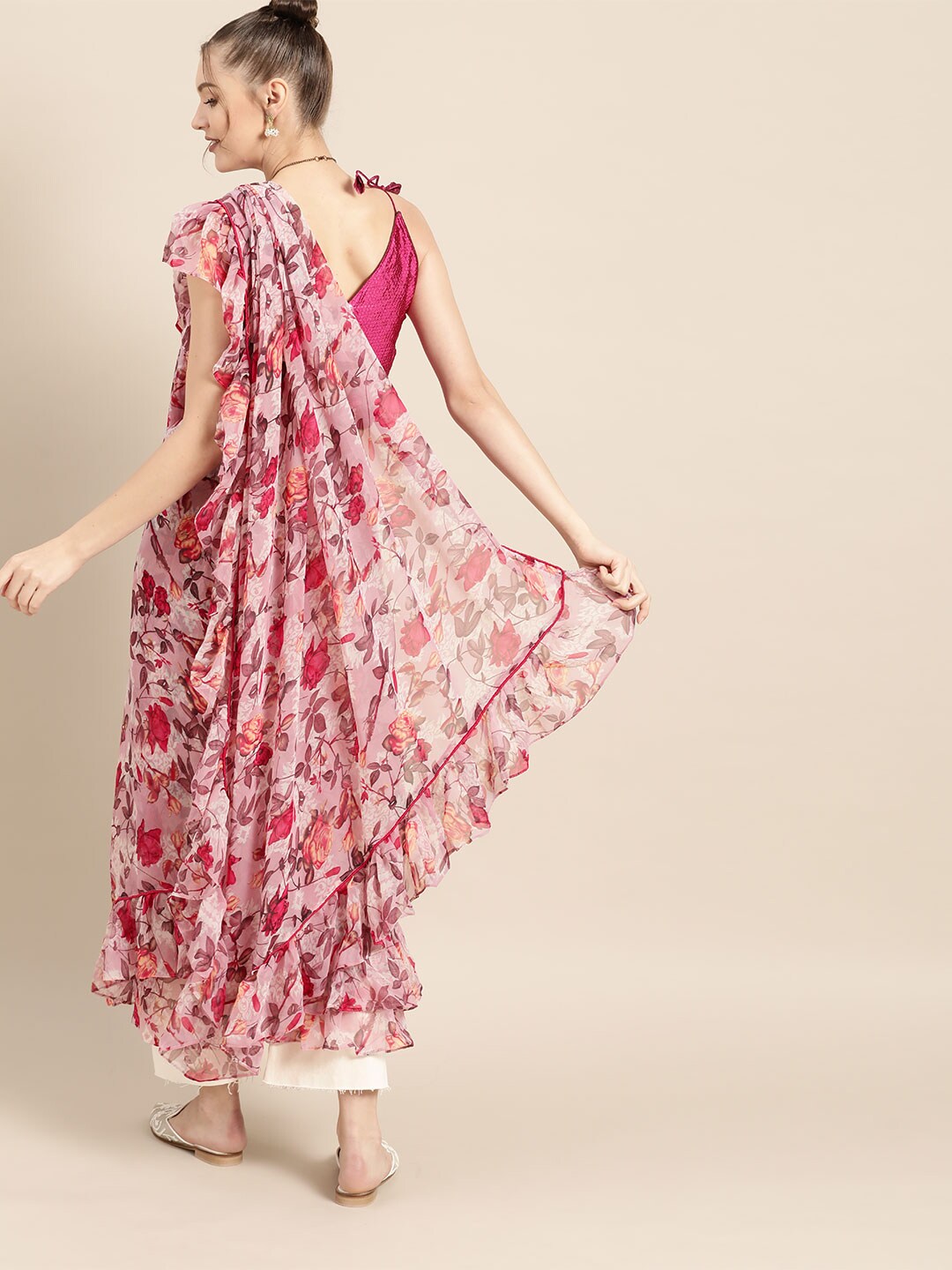 Tikhi Imli Pretty Pink Printed Poly Georgette Grab2Buy 