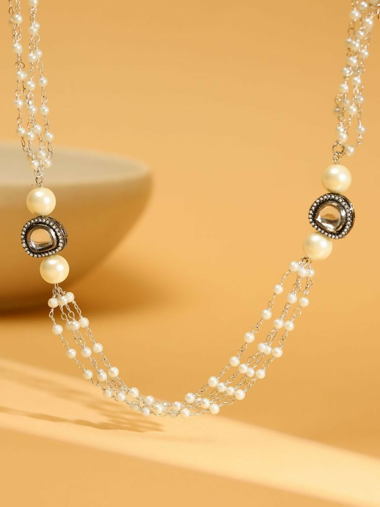 White Rhodium Plated Kundan Neckalce - Ruby Raang  Grab2Buy Ruby Raang Grab2Buy