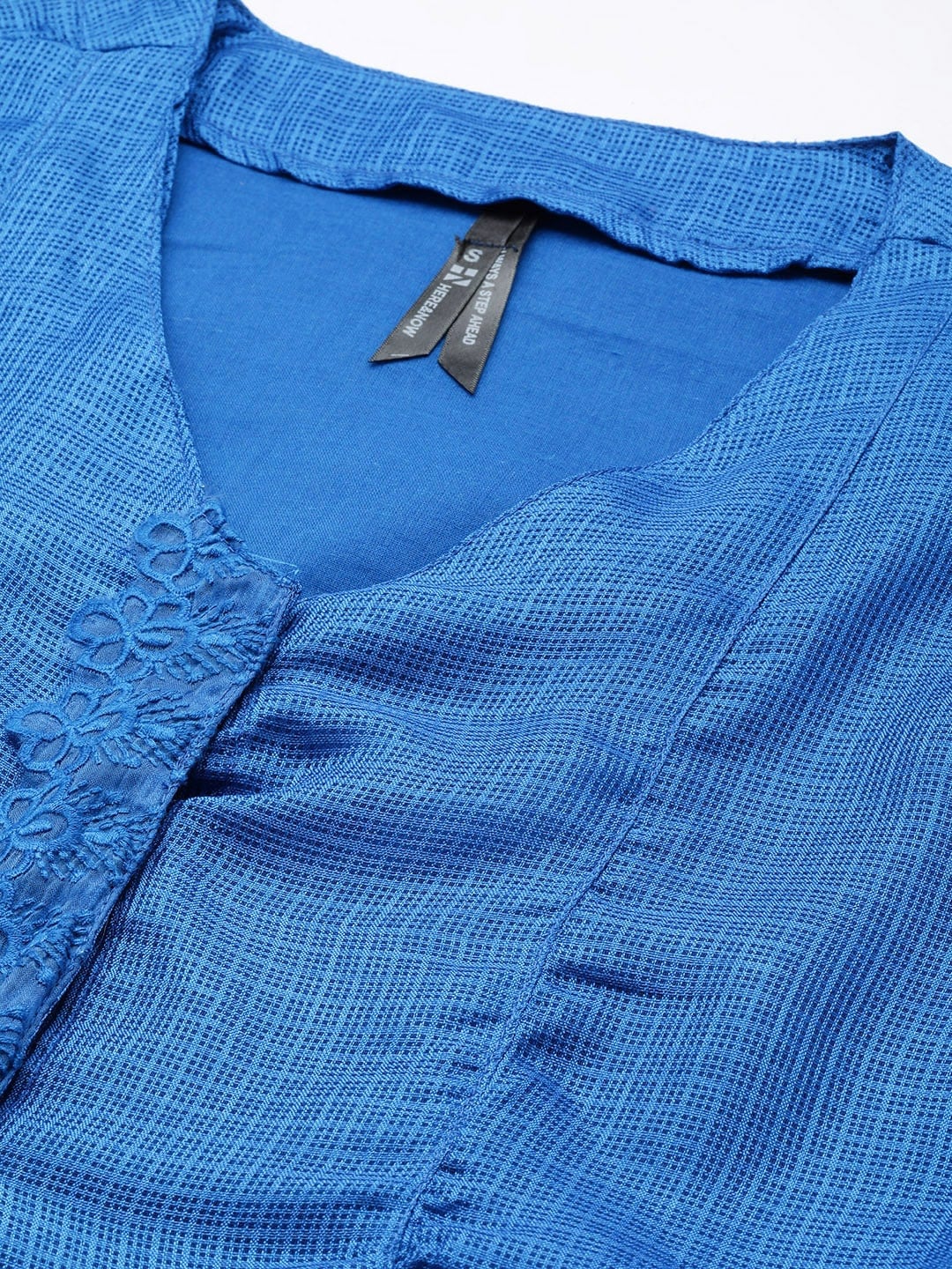 HERE&NOW Women Blue Self-Design Kurta
