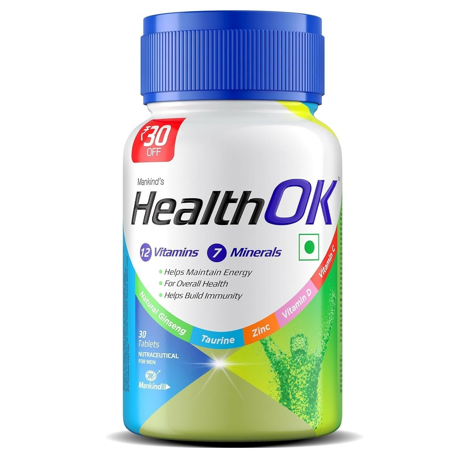 Health OK Multivitamin Tablets For Daily Energy, Vitamin D, C & Overall Health Genie India