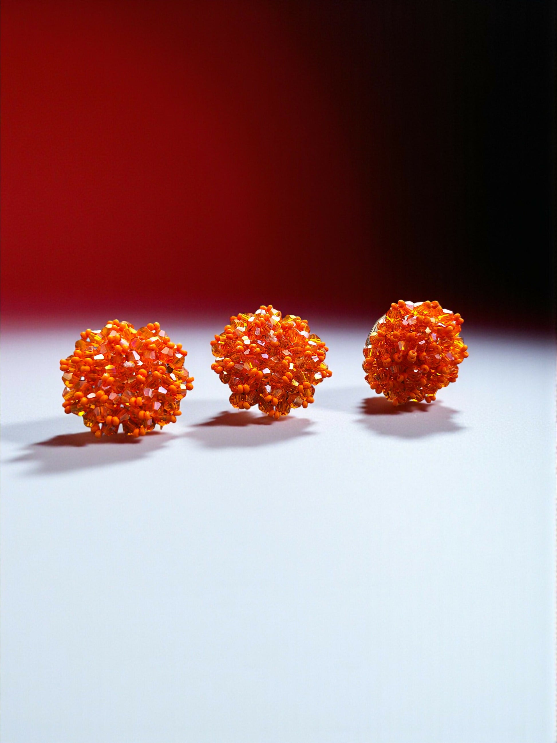Inhanns Rangmani Crystal Duo – Adjustable Ring + Statement Earrings Set - Orange