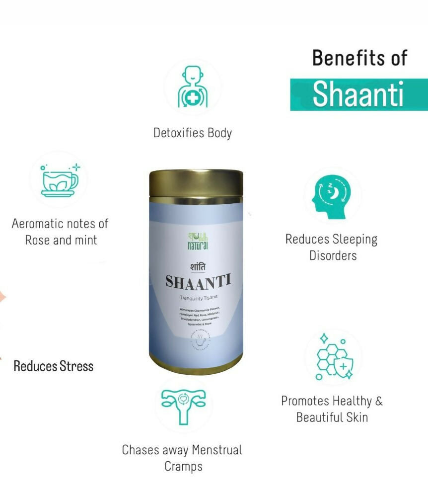 Shuddh Natural Calming Stress Relief Inside-Out Detox Shaanti Floral Tisane 