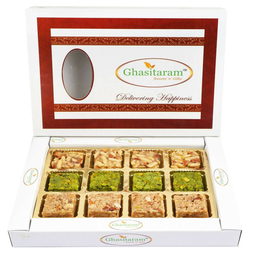 Ghasitaram Assortment of Premium Barfis Pista, Walnut & Pine Nuts 