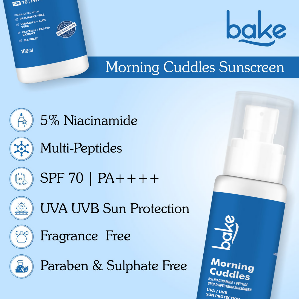 Bake Morning Cuddles 5% Niacinamide Sunscreen SPF 70  Grab2Buy Bake Grab2Buy
