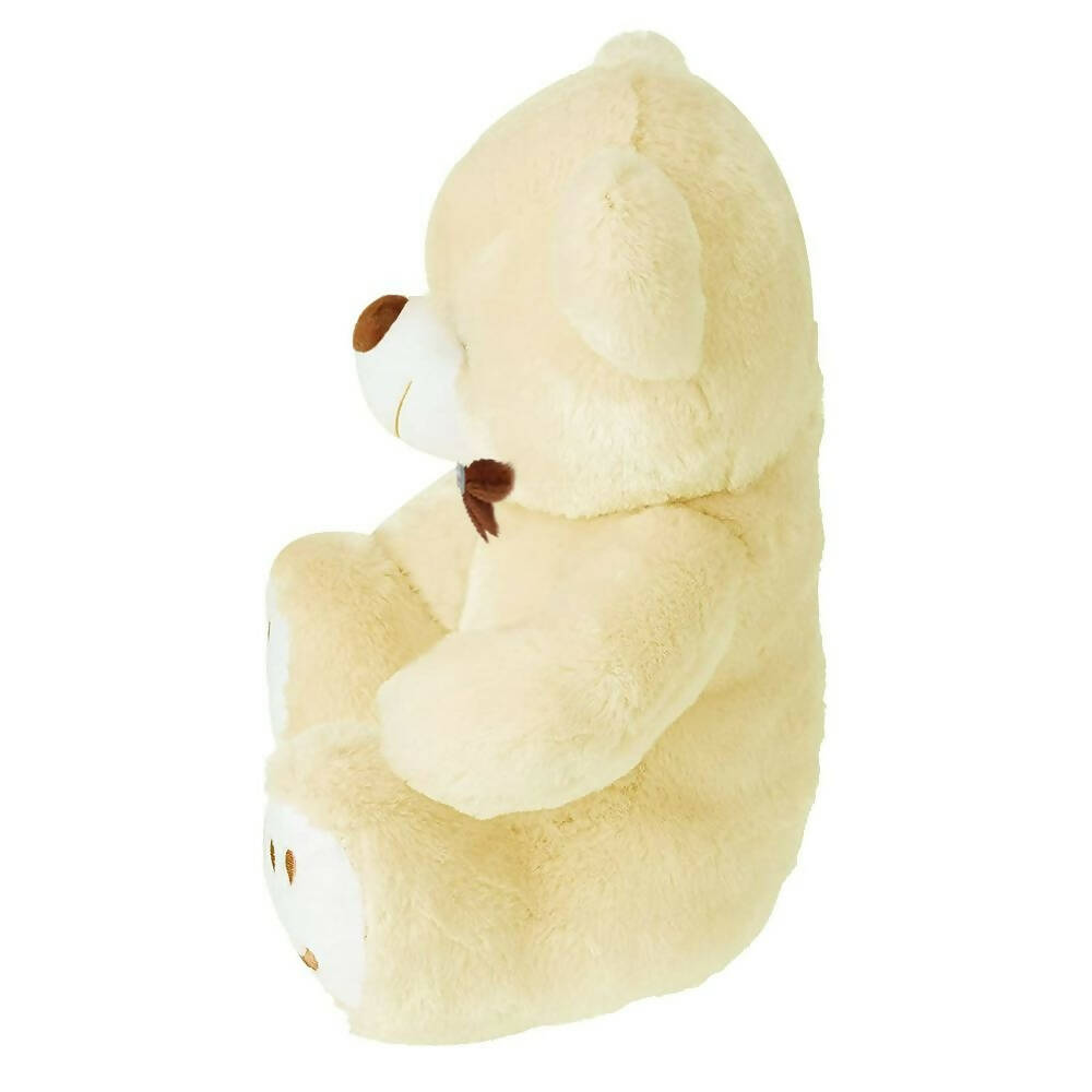 Webby Plush Cute Sitting Teddy Bear Soft Toys with Neck Bow and Foot Print (Beige)  Grab2Buy Generic Grab2Buy