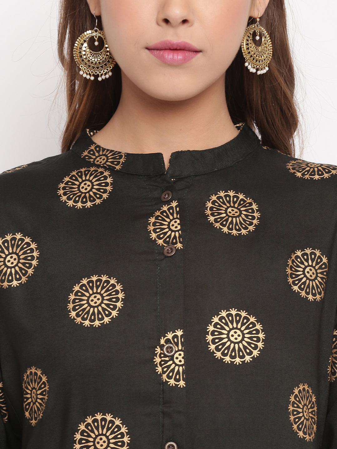 NOZ2TOZ Women Dark Green Cotton Kurti (1pc) 
