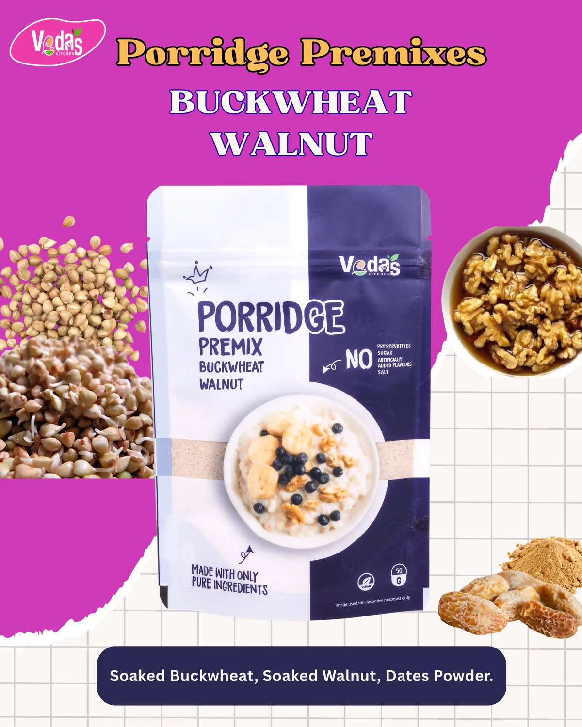 Vedas Kitchen Buckwheat Walnut Porridge  Grab2Buy Vedas Kitchen Grab2Buy
