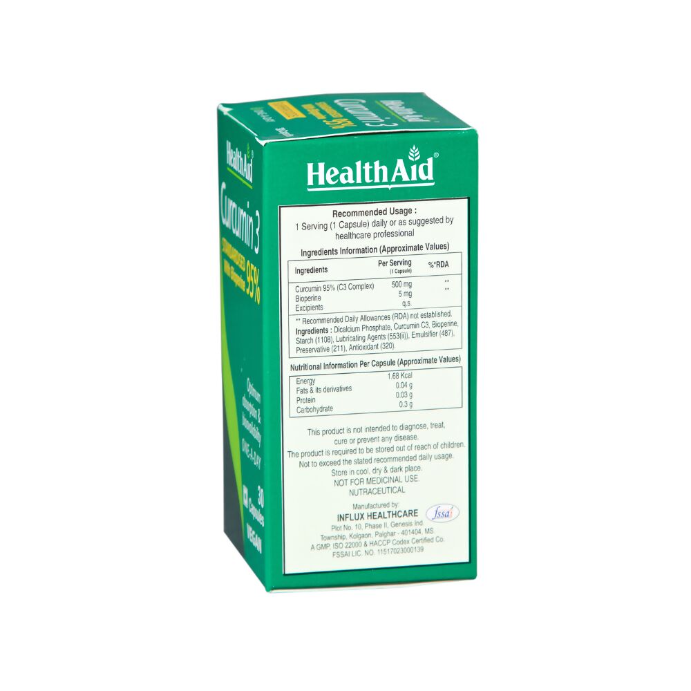 HealthAid Curcumin 3 Standardised with Bioperine 95% Capsules - Grab2buy