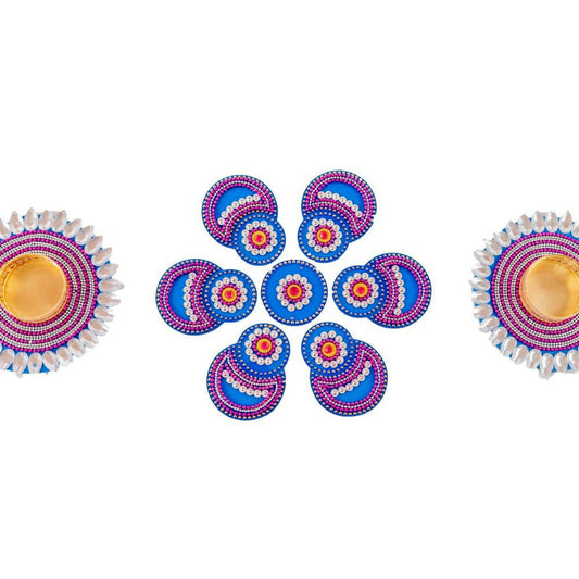 Kundan HandiKrafts Designer Double Round Blue (Baby) - Grab2buy