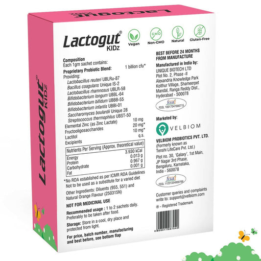 Velbiom Lactogut Kidz Probiotics Powder For Kids 